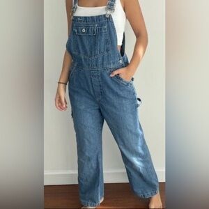 Vintage Gap Blue Jean Denim Overalls Size XL Y2K